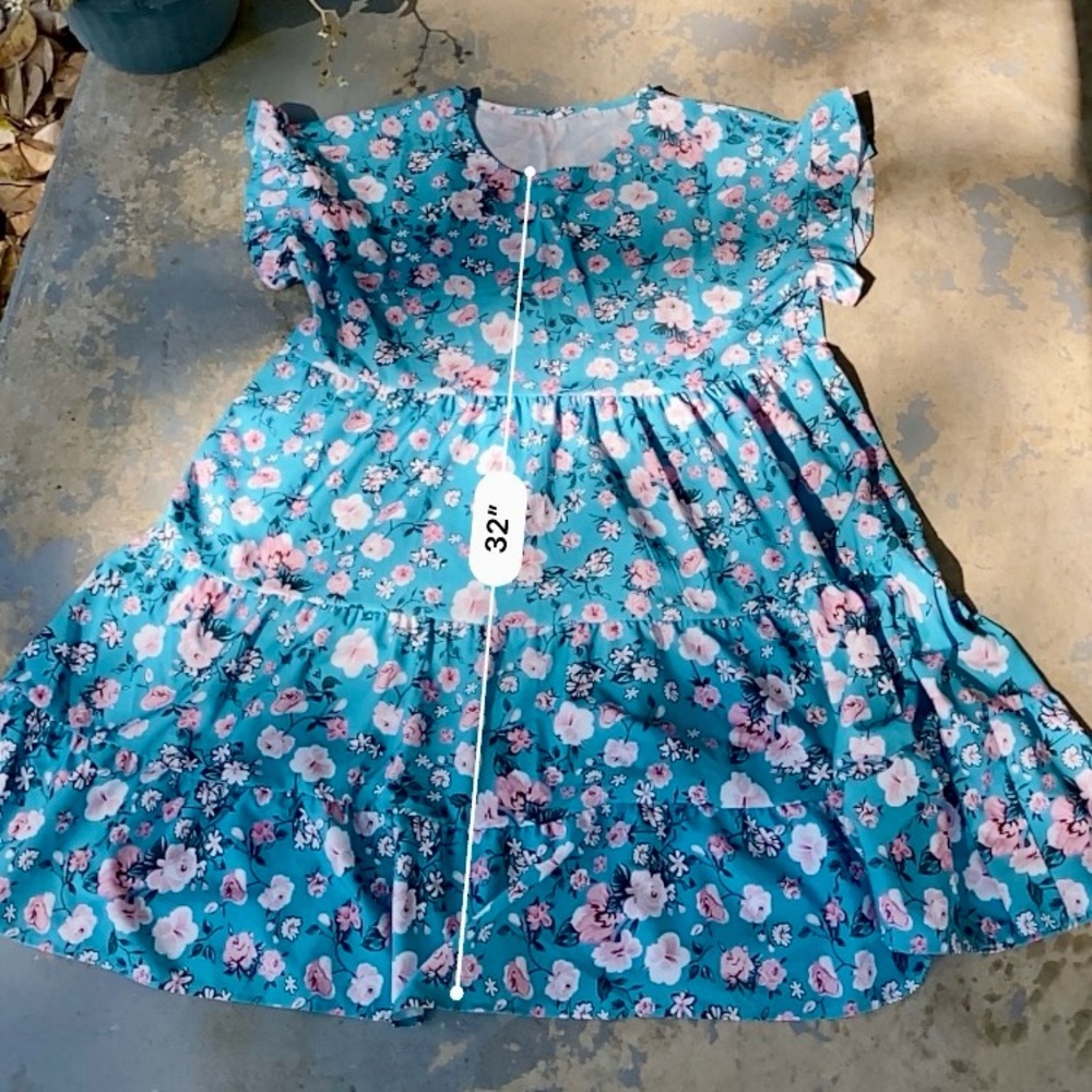 Ladies' Floral Ruffle Sleeve Tiered Dress - Picture 3 of 3